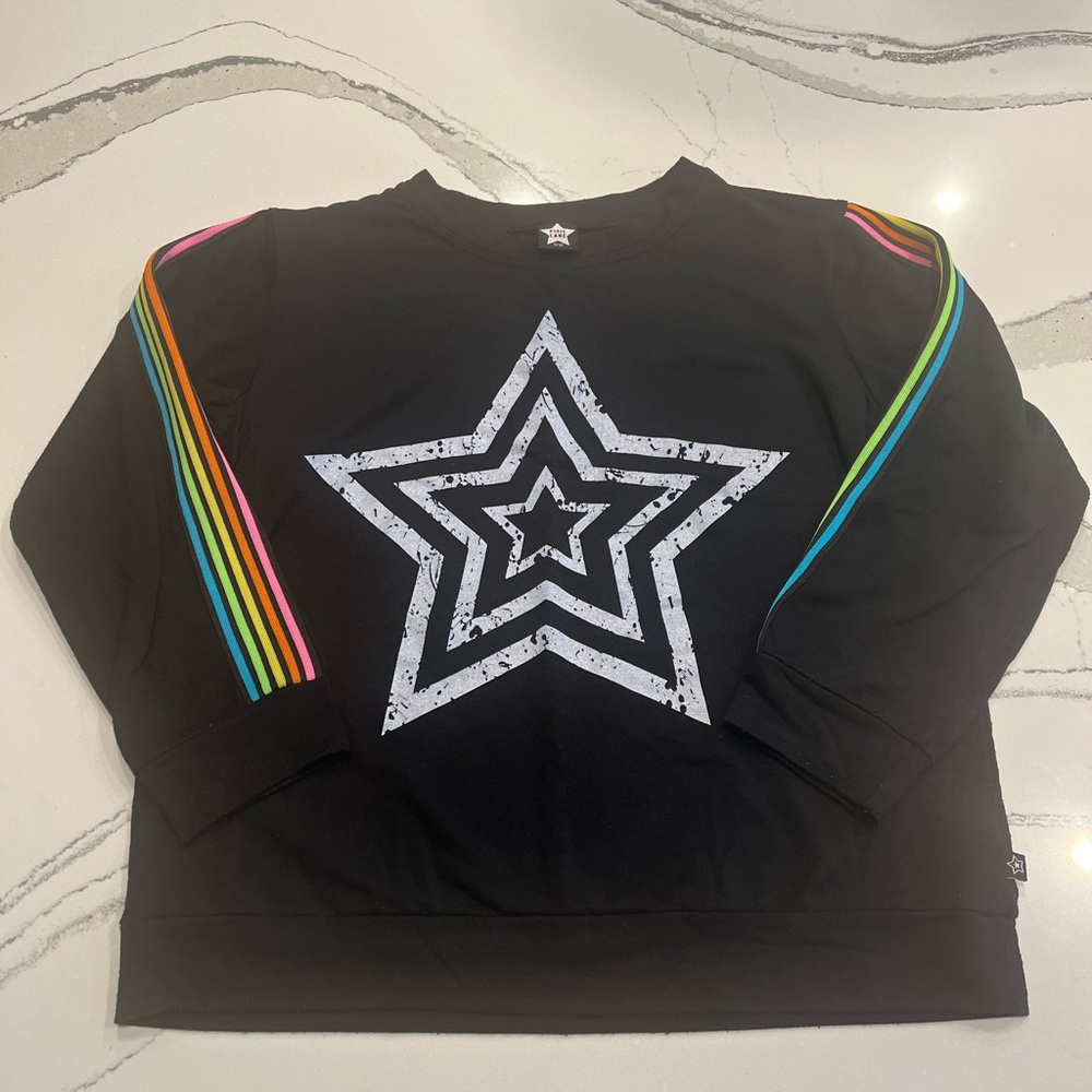 Pixie Lane Star Rainbow Stripe Crew Sweatshirt Size 9/10